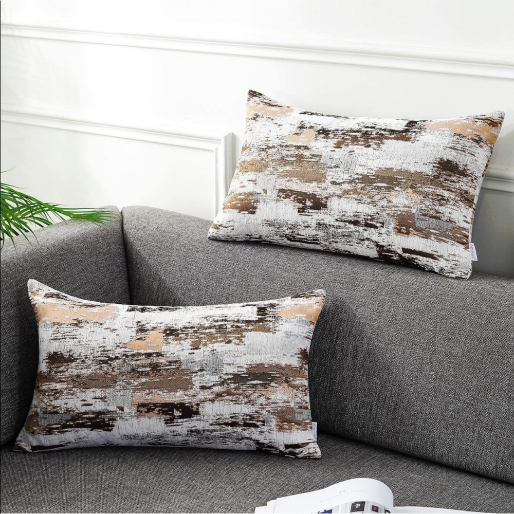 Chenille Abstract Accent Throw Pillow Covers Rectangle for Bed/Sofa 12x20”